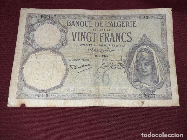 Billetes extranjeros: Argelia. 20 francos de 1932 - Foto 1