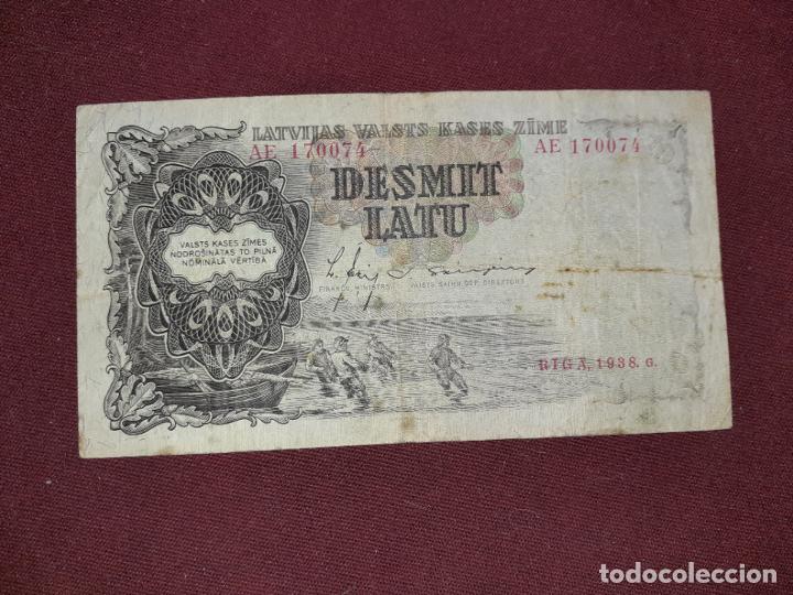 Billetes extranjeros: Letonia. 10 latu de 1938 - Foto 1