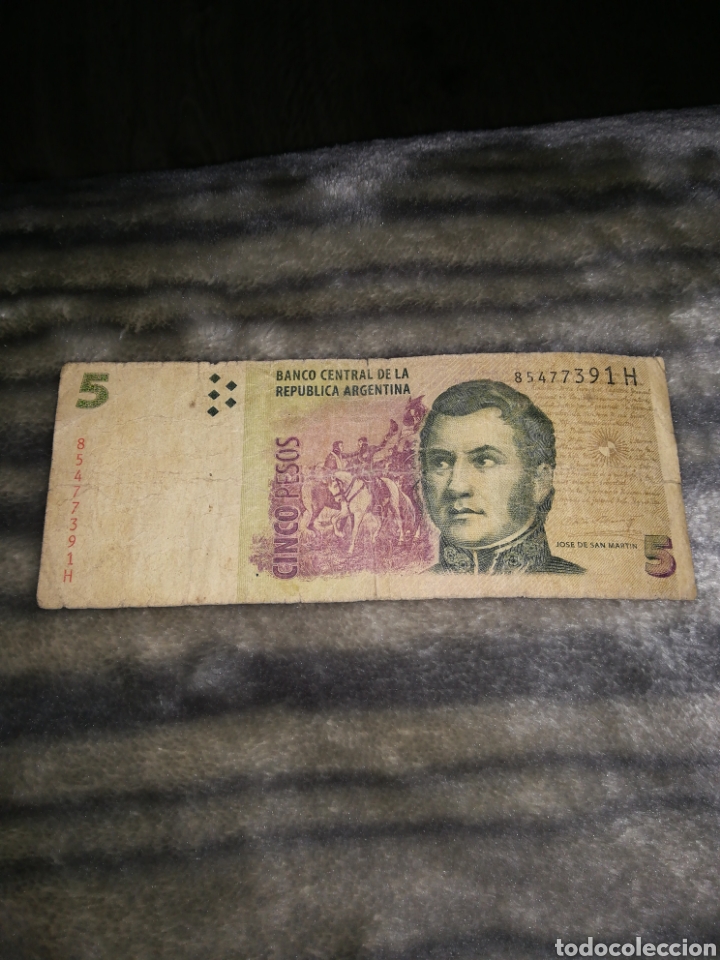 Billetes extranjeros: Billete 5 Cinco pesos Argentina - Foto 1