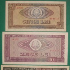 Billets internationaux: RUMANÍA. 5, 10 Y 25 LEI. 1966. PICK: 93,94,95. SC-/SC/UNC. Lote 197736097