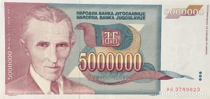 Billetes extranjeros: YUGOSLAVIA 5000000 DINARA 1993 Pick 121 - Foto 1
