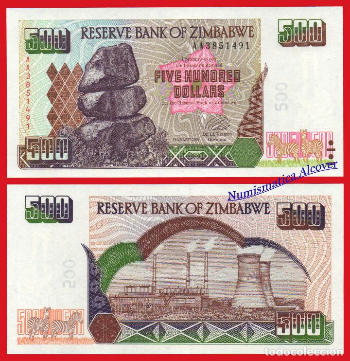 Billetes extranjeros: ZIMBABWE 500 Dolares 2001 Pick 11 SIN CIRCULAR - Foto 1