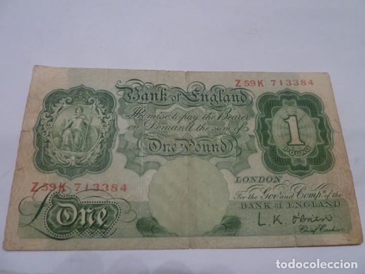 Billetes extranjeros: BILLETE DE INGLATERRA 1 POUND 1948 CIRCULADO - Foto 1