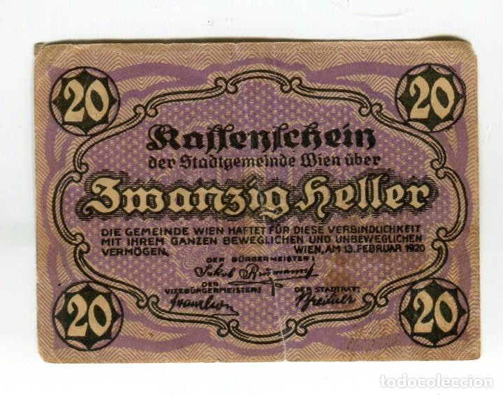 Billetes extranjeros: AUSTRIA 20 HELLER A&Ntilde;O 1920 - Foto 1