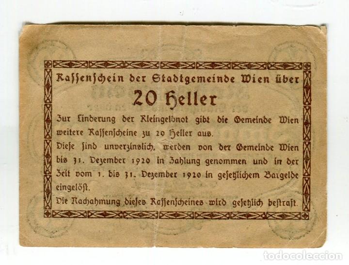 Billetes extranjeros: AUSTRIA 20 HELLER A&Ntilde;O 1920 - Foto 2