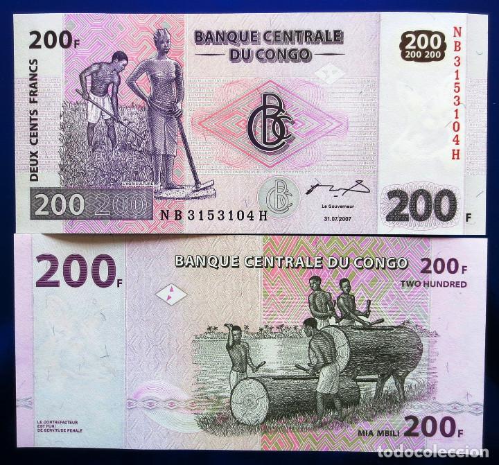 Billetes extranjeros: CONGO BILLETE DE 200 FRANCOS DEL 2007 S/C - Foto 1