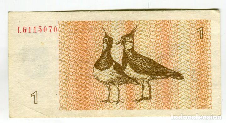 Billetes extranjeros: LITUANIA 1 TALONA A&Ntilde;O 1992 SIN CIRCULAR - Foto 2