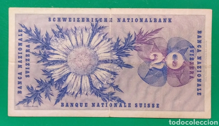 Billetes extranjeros: Suiza. 20 Francos de 1971. - Foto 2