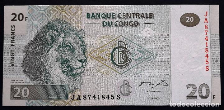 Billetes extranjeros: CONGO BILLETE DE 20 FRANCOS DEL 2003 S/C - Foto 1