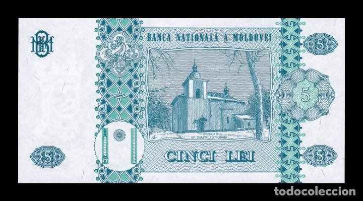 Billetes extranjeros: Moldavia 5 Lei 2009 Pick 9f Sc Unc - Foto 2