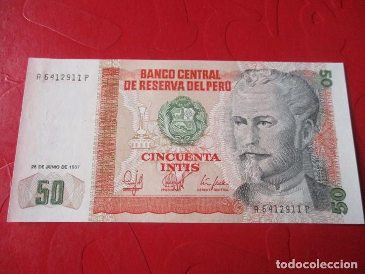 Billetes extranjeros: Peru. billete de 50 intis. 1987 - Foto 1