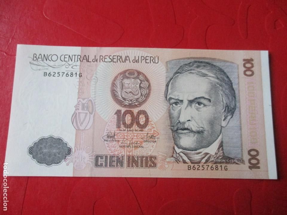 Billetes extranjeros: Peru. billete de 100 intis. 1987 - Foto 1