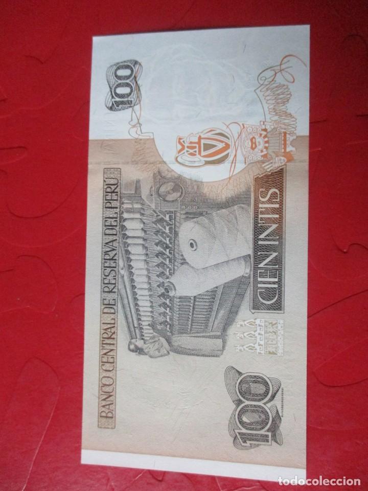 Billetes extranjeros: Peru. billete de 100 intis. 1987 - Foto 2