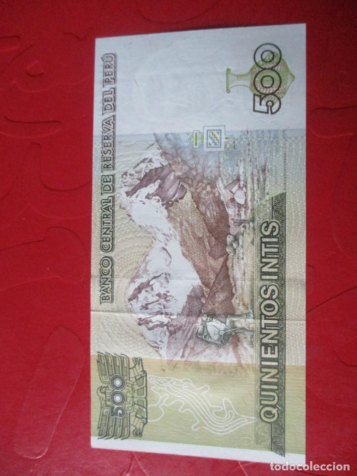 Billetes extranjeros: Peru. billete de 500 intis. 1987 - Foto 2