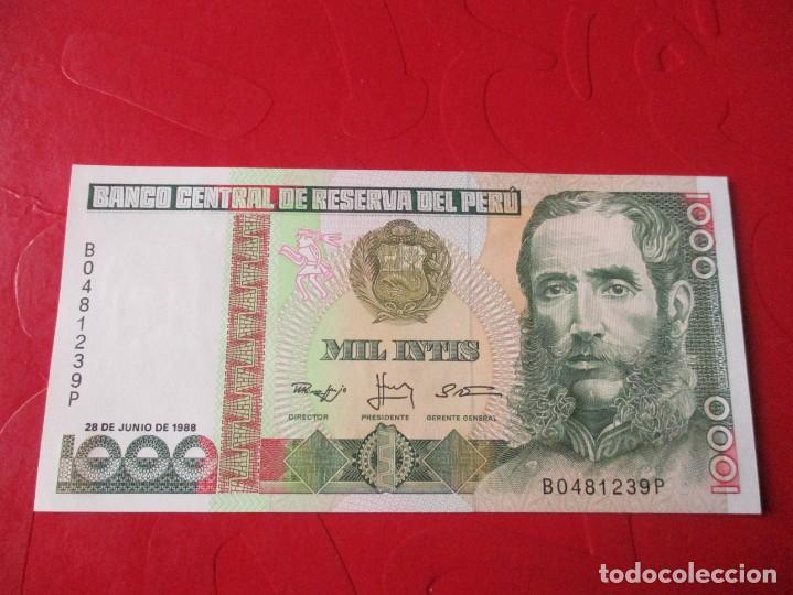 Billetes extranjeros: Peru. billete de 1000 intis. 1988 - Foto 1