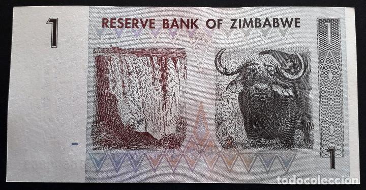 Billetes extranjeros: ZIMBABWE BILLETE DE 1 DOLLAR DEL 2007 S/C - Foto 2
