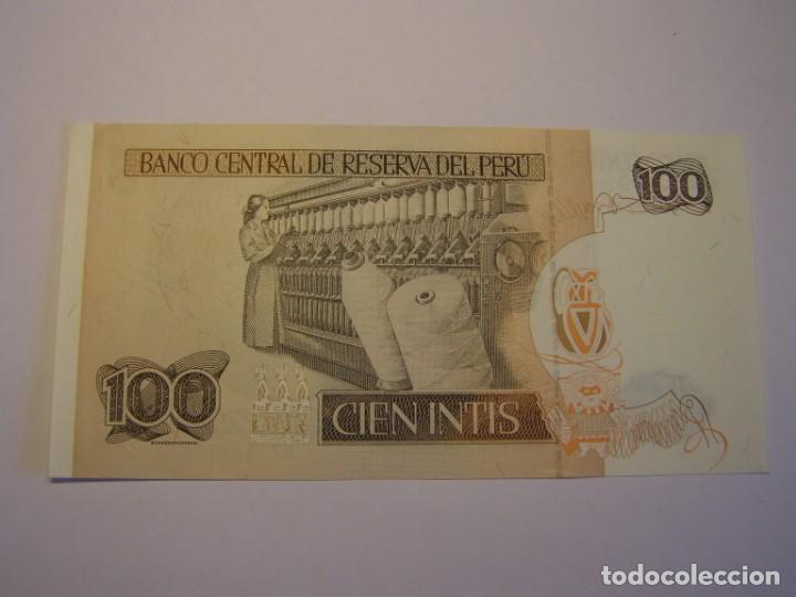 Billetes extranjeros: Billete de 100 intis, Per&uacute;. Sin circular. - Foto 2