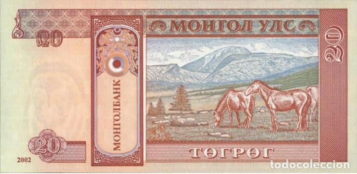 Billetes extranjeros: Mongolia - Mongolbank - 20 T&ouml;gr&ouml;g - 2002 - Pick 63 - Foto 2
