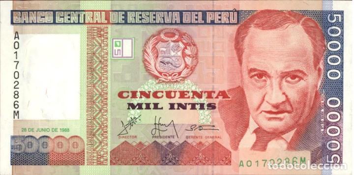Billetes extranjeros: Per&uacute; - 50000 Intis - 1988 - Pick 142 - Foto 1