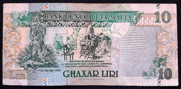 Billetes extranjeros: MALTA BILLETE DE 10 LIRI DE 1967 P-43 - Foto 2