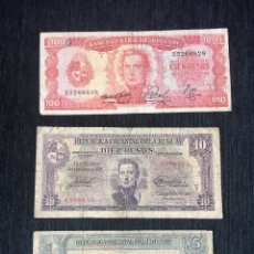 Billetes extranjeros: LOTE DE 3 BILLETES DE PESOS URUGUAYOS (1939-!963). Lote 203994357