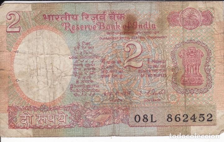 Billetes extranjeros: billete India 2 rupees usado - Foto 1