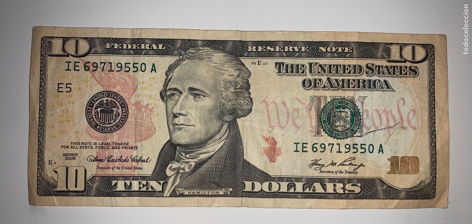 Billete 10 Ten Dollars D lares Usa Estados Unid Vendido En Venta