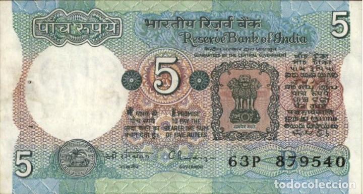 Billetes extranjeros: India - 5 Rupees - 1975 - 2002 - Pick 80 - Foto 1