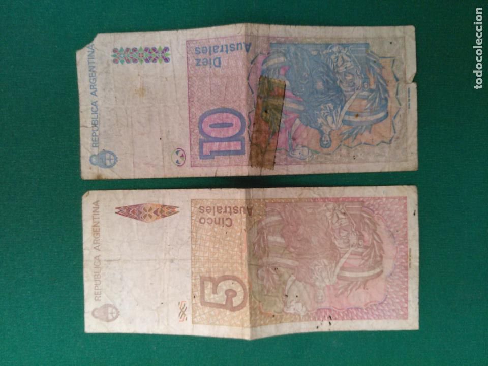 Billetes extranjeros: 5 Y 10 AUSTRALES - ARGENTINA - Foto 2