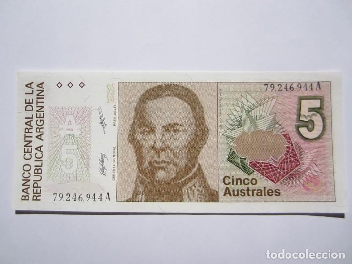 Billetes extranjeros: BILLETE DE 5 AUSTRALES DE ARGENTINA S.C - Foto 1