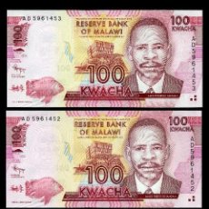 Billetes extranjeros: MALAWI 100 KWACHA DE 2012 TRIO CORRELATIVO (JAMES FREDERICK FUNDADOR DEL CONGRESO NYAZALADIA)