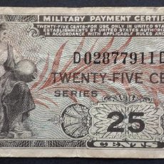 Billetes extranjeros: ESTADOS UNIDOS USA BILLETE DE 25 CENTS DE 1951 SERIE 481 P-M24