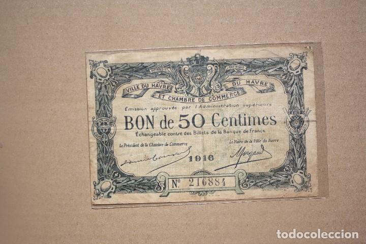 Billetes extranjeros: FRANCIA - CASA DE COMERCIO DE HAVRE - 50 CENTIMES DE 1916 BC+ - Foto 1
