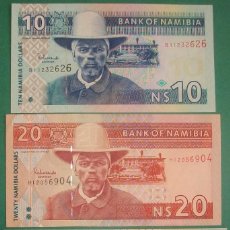 Billetes extranjeros: NAMIBIA. LOTE/SET 3 BILLETES: 10, 20 Y 50 DÓLARES. PICK: 4,6,8. EBC A SC/UNC. Lote 207192473