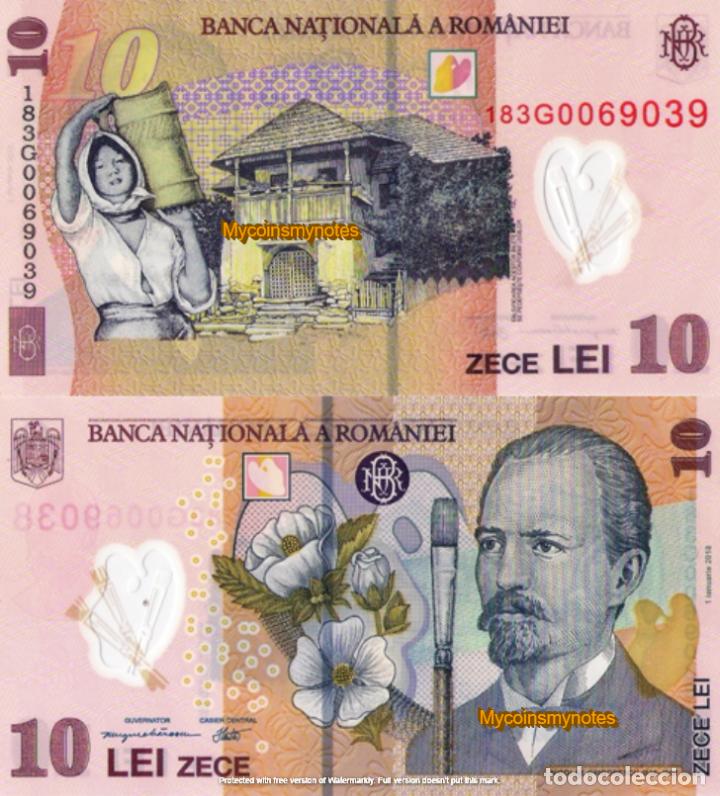 Billetes extranjeros: ROMANIA, 10 LEI, 2018, P119, POLYMER, UNC - Foto 1