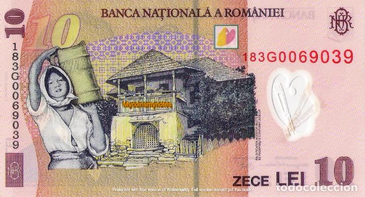 Billetes extranjeros: ROMANIA, 10 LEI, 2018, P119, POLYMER, UNC - Foto 2