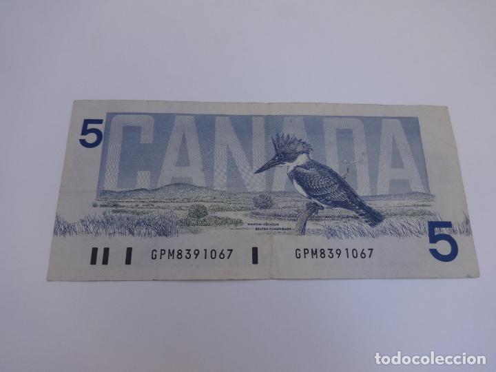 Billetes extranjeros: BILLETE DE CANADA DE 5 DOLARES DEL A&Ntilde;O 1986 - Foto 2