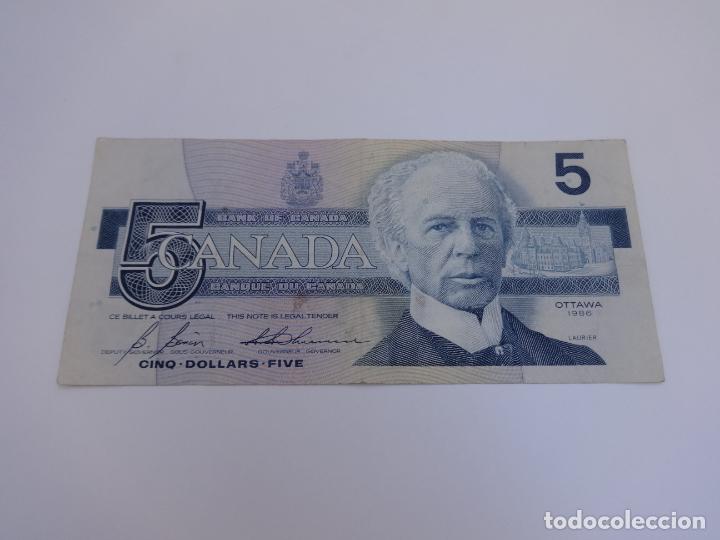 Billetes extranjeros: BILLETE DE CANADA DE 5 DOLARES DEL A&Ntilde;O 1986 - Foto 1