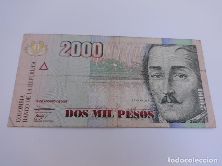 Billetes extranjeros: BILLETE DE COLOMBIA DE 2000 PESOS DEL A&Ntilde;O 2007 - Foto 1