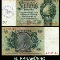 Billetes extranjeros: ALEMANIA BILLETE CLASICO AUTENTICO 50 MARKOS AÑO 1933 ( CON SELLO VIOLETA DE ESVASTICA ALEMANIA NAZI. Lote 209261185