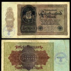 Billetes extranjeros: ALEMANIA BILLETE CLASICO AUTENTICO 5000 MARKOS AÑO 1922 (CON SELLO VIOLETA DE ESVASTICA ALMANIA NAZI. Lote 209263912