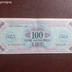 Billetes extranjeros: ITALIA. OCUPACION. DIVISA DE FUERZAS ALIADAS 100 LIRAS DE 1943 EBC-