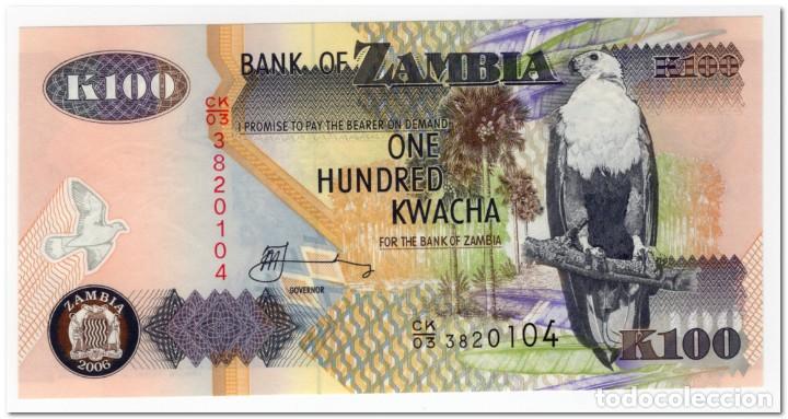 Billetes extranjeros: ZAMBIA,100 KWACHA,2006,P.38,UNC