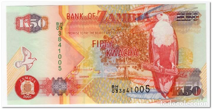 Billetes extranjeros: ZAMBIA,50 KWACHA,2007,P. 37,UNC