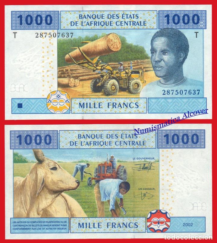 Billetes extranjeros: CONGO ESTADOS DE AFRICA CENTRAL 1000 Francs francos 2002 Pick 107Ta SC