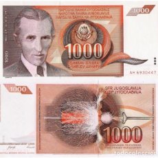 Billetes extranjeros: YUGOSLAVIA, 1000 DINARA, 1990, P107, UNC. Lote 212736968