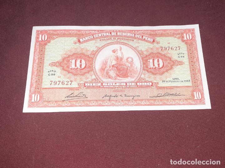 Billetes extranjeros: PERU 10 SOLES DE ORO 1965 SC - Foto 1