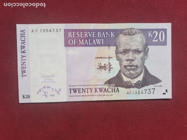 Billetes extranjeros: 20 Kwacha MALAWI 2001 UNC (SC) - Foto 1