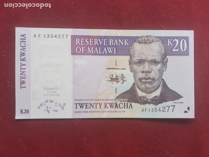 Billetes extranjeros: 20 Kwacha MALAWI 2001 UNC (SC) - Foto 1