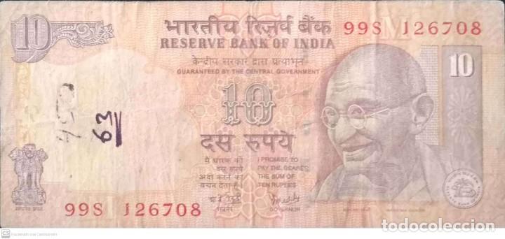Billetes extranjeros: 10 Rupias de la India - Foto 1